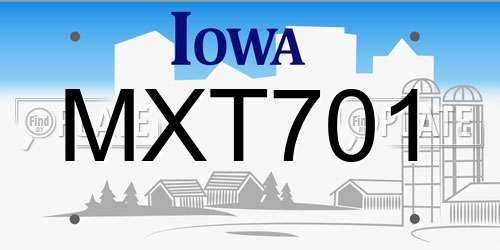 MXT701 Iowa License Plate