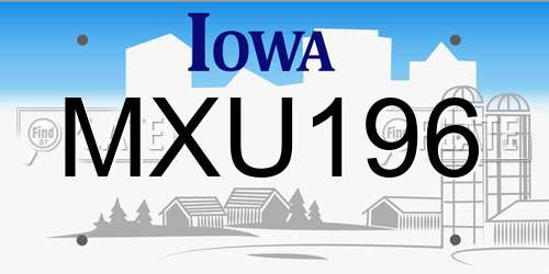 MXU196 Iowa License Plate