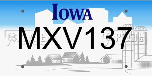 MXV137 Iowa License Plate