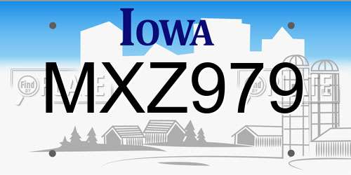 MXZ979 Iowa License Plate