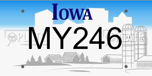 MY246 Iowa License Plate