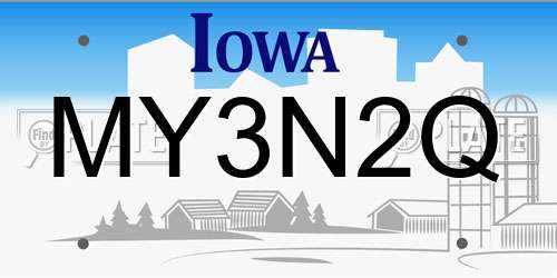 MY3N2Q Iowa License Plate