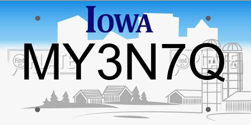 MY3N7Q Iowa License Plate