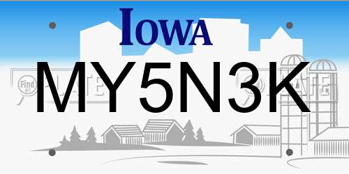 MY5N3K Iowa License Plate