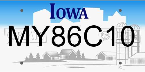 MY86C10 Iowa License Plate