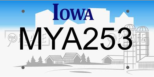 MYA253 Iowa License Plate