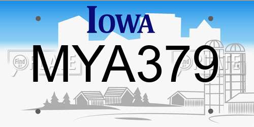 MYA379 Iowa License Plate