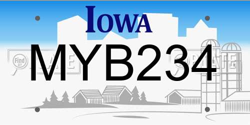 MYB234 Iowa License Plate