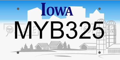 MYB325 Iowa License Plate