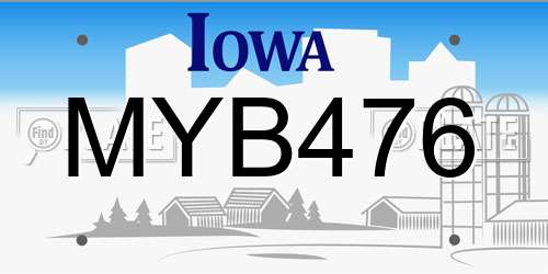MYB476 Iowa License Plate