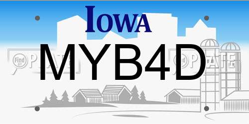 MYB4D Iowa License Plate