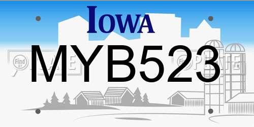 MYB523 Iowa License Plate