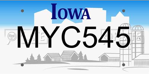 MYC545 Iowa License Plate
