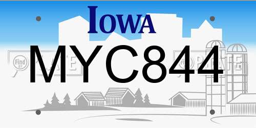 MYC844 Iowa License Plate