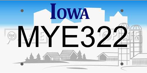 MYE322 Iowa License Plate