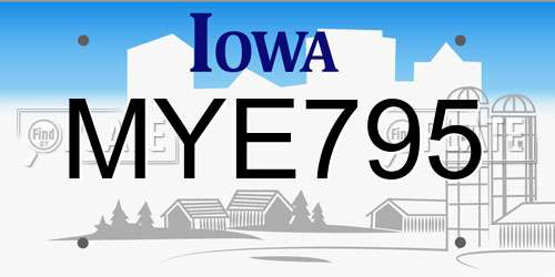 MYE795 Iowa License Plate