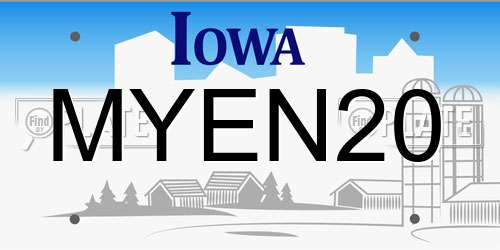 MYEN20 Iowa License Plate