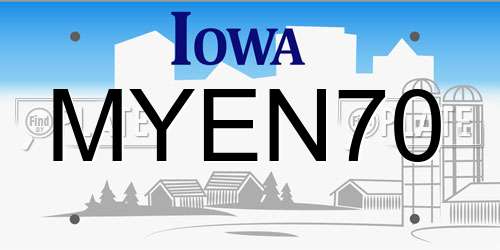 MYEN70 Iowa License Plate