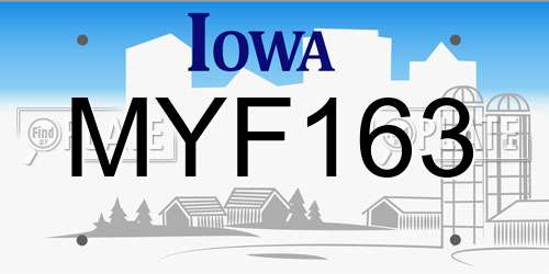 MYF163 Iowa License Plate