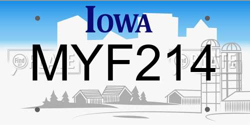 MYF214 Iowa License Plate