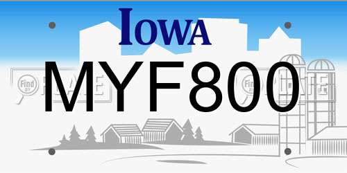 MYF800 Iowa License Plate