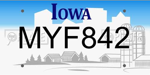 MYF842 Iowa License Plate