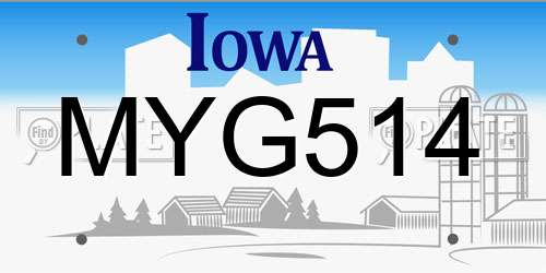 MYG514 Iowa License Plate