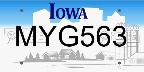 MYG563 Iowa License Plate