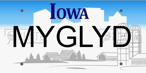 MYGLYD Iowa License Plate