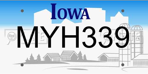 MYH339 Iowa License Plate