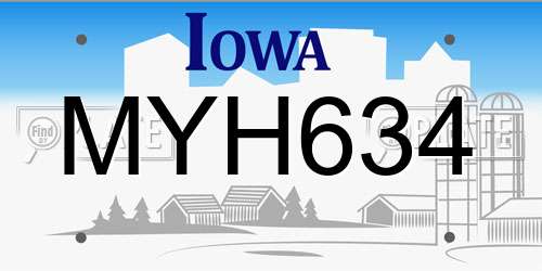 MYH634 Iowa License Plate