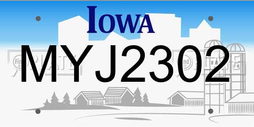 MYJ2302 Iowa License Plate