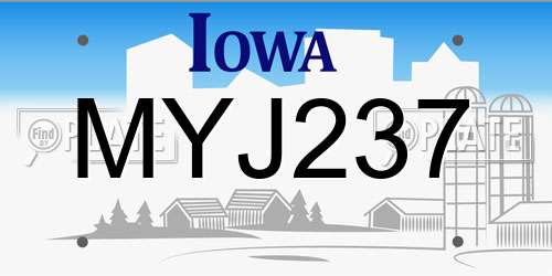 MYJ237 Iowa License Plate