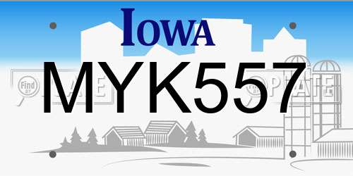 MYK557 Iowa License Plate