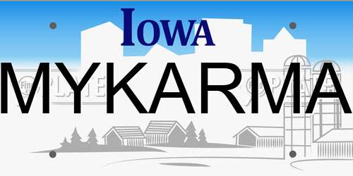 MYKARMA Iowa License Plate