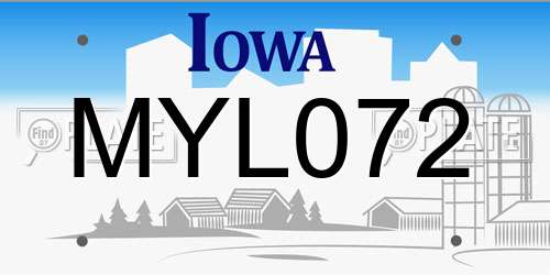 MYL072 Iowa License Plate