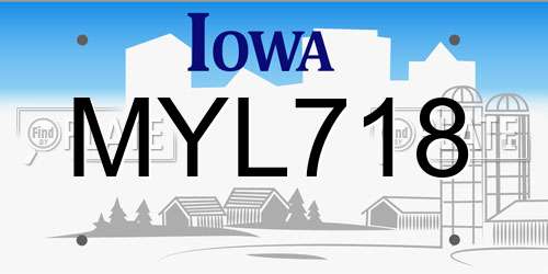 MYL718 Iowa License Plate