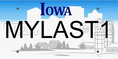 MYLAST1 Iowa License Plate