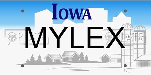 MYLEX Iowa License Plate