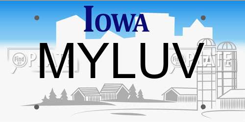 MYLUV Iowa License Plate