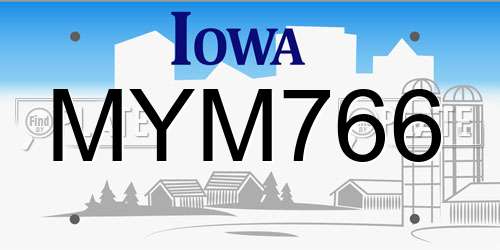 MYM766 Iowa License Plate