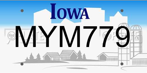 MYM779 Iowa License Plate
