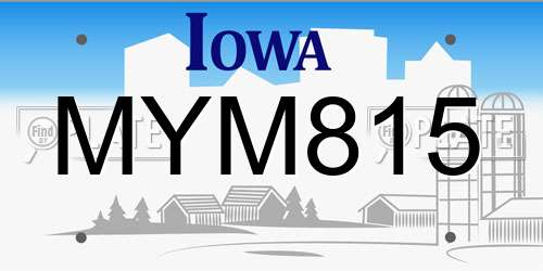 MYM815 Iowa License Plate