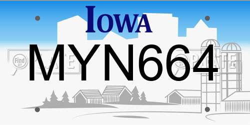 MYN664 Iowa License Plate