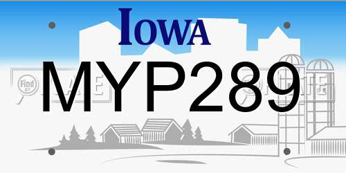 MYP289 Iowa License Plate