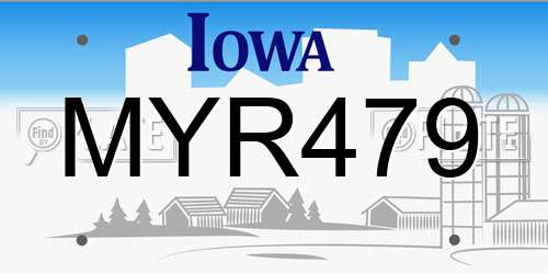 MYR479 Iowa License Plate
