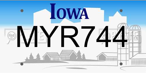 MYR744 Iowa License Plate