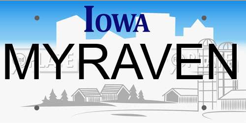 MYRAVEN Iowa License Plate