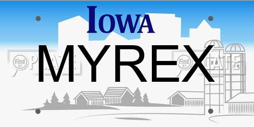 MYREX Iowa License Plate