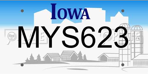 MYS623 Iowa License Plate